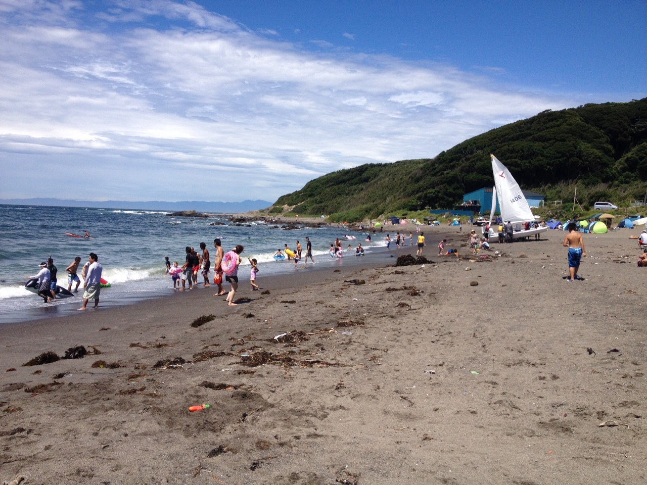 海水浴を楽しむ